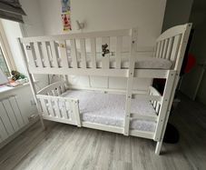 White Wooden Kids Bunk Bed 190x90 Mattresses Included
