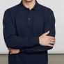 Mens Navy Long Sleeve Polo Shirt Image 3