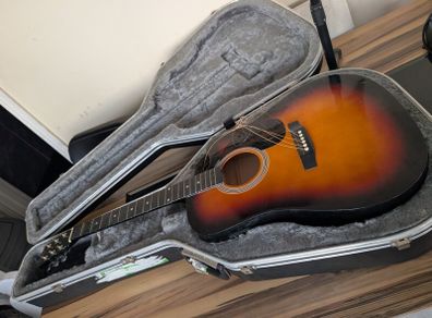 Squier by Fender electro acoustic and hard case