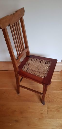 Antique Vintage Chair with Rattan Woven Seat Pad