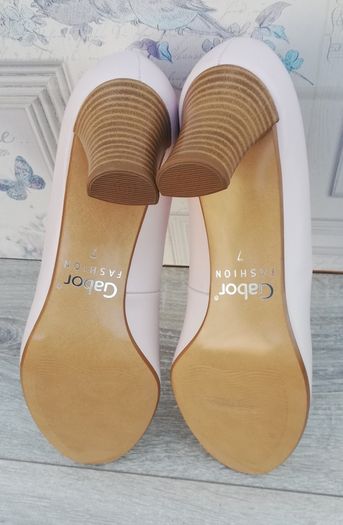 New Gabor fashion ladies bowed ballerina leather high heel shoes baby pink UK7.. EUR 40