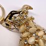 Created White Cats Eye, White Austrian Crystal Vas Keychain In Yellow Gold Tone Image 2