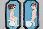 Cast Iron Boy / Girl Toilet Sign Nationwide Delivery Included