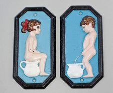 Cast Iron Boy / Girl Toilet Sign Nationwide Delivery Included