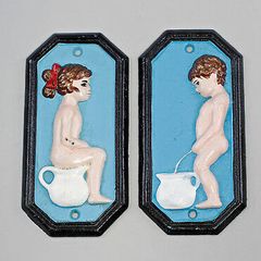 Cast Iron Boy / Girl Toilet Sign Nationwide Delivery Included