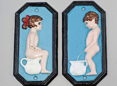Cast Iron Boy / Girl Toilet Sign Nationwide Delivery Included