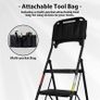 5 Step Ladder, Foldable with Tool Bag, Tray, Handrails, 150 kg Load Black metal frame, wide anti-slip pedals, soft-grip handles, compact storage, for kitchens, pantries, garages and DIY tasks Image 4