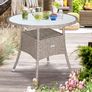 80cm Garden round dining table with Frosted Glass Dining Table Top Image 2