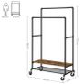 Coat rack with 2 clothes rails, coat rack with 2 shelves, with wheels, industrial design, vintage brown-black Image 3