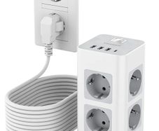 TESSAN Power Strip Tower | 8 Outlets & 4 USB Ports | Surge Protected
