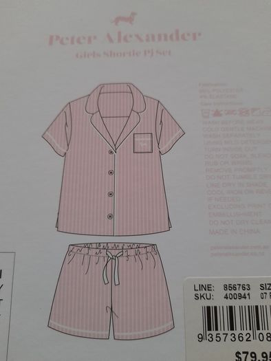 Peter Alexander girls shortie PJ set s/s14