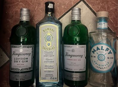 Bombay sapphire Malfy tanqueray Irish Gin empty Bottles