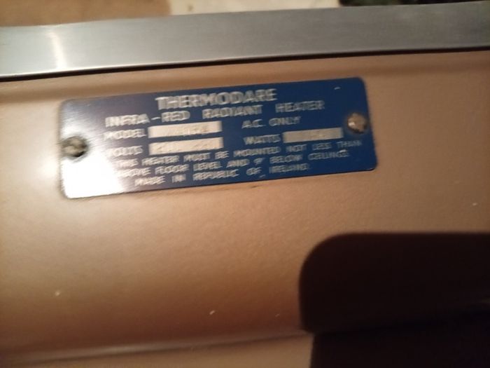 Vintage Thermodare Infra-Red Radiant Heater. Made in Ireland"