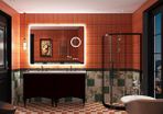 Bluetooth Bathroom Mirror with Lighting, 100 x 70 cm, IP44 Bathroom Mirror with Lighting with 5 x Magnifying Glass, De-fogging, 3 Colour Temperatures, Dimming, Vertical or Horizontal, LED