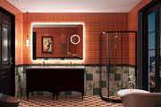 Bluetooth Bathroom Mirror with Lighting, 100 x 70 cm, IP44 Bathroom Mirror with Lighting with 5 x Magnifying Glass, De-fogging, 3 Colour Temperatures, Dimming, Vertical or Horizontal, LED