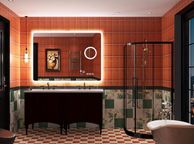main image for ad Bluetooth Bathroom Mirror with Lighting, 100 x 70 cm, IP44 Bathroom Mirror with Lighting with 5 x Magnifying Glass, De-fogging, 3 Colour Temperatures, Dimming, Vertical or Horizontal, LED
