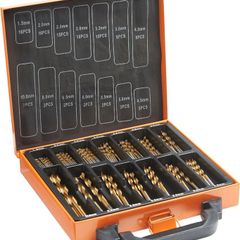 HSS Metal Drill Bit Set with Cary Case Organiser - 99 Pcs 1.5-10 mm High Speed Steel Bits Titanium Coated Steel - For Drilling Wood, Masonry and Metal, Accessories Drills and Screwdrivers (FREE POSTAGE)