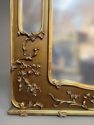 Large Sectioned Wall Mirror with Foliage and Scroll Detail