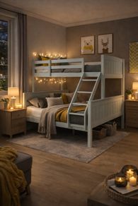 Double & Single Bunk Bed  Grey or white  Solid Wood