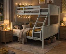 Double & Single Bunk Bed  Grey or white  Solid Wood