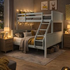 Double & Single Bunk Bed  Grey or white  Solid Wood