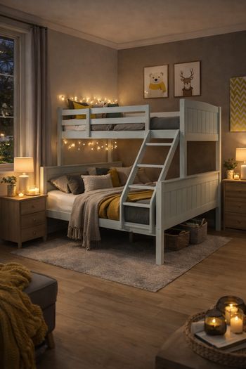 Double & Single Bunk Bed  Grey or white  Solid Wood