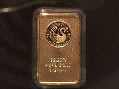 5 Gram 9999 Solid Gold Perth Mint Kangaroo Ingot Bar Sealed Mint For ...