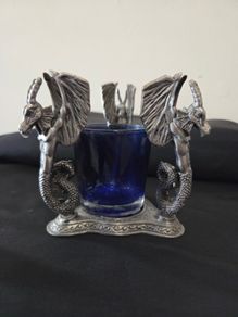 Heavy Pewter Dragon Candle Holder