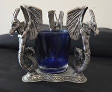 Heavy Pewter Dragon Candle Holder