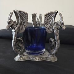 Heavy Pewter Dragon Candle Holder