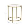 Round side table with glass surface  side table round, glass table with golden metal frame, small coffee table, bedside table, coffee table, balcony, sturdy tempered glass, stable, decorative, gold Image 2