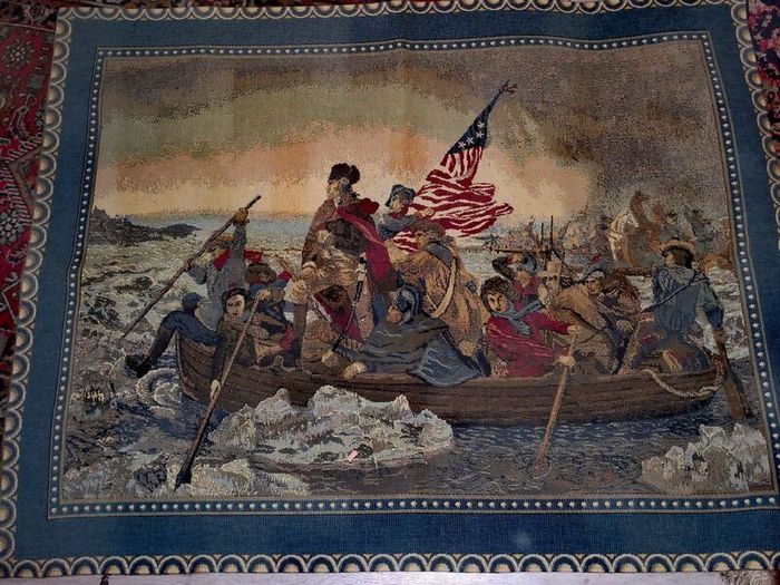 Historical scene tapestry with G. Washington