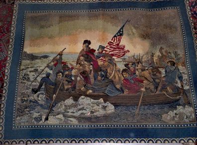 Historical scene tapestry with G. Washington