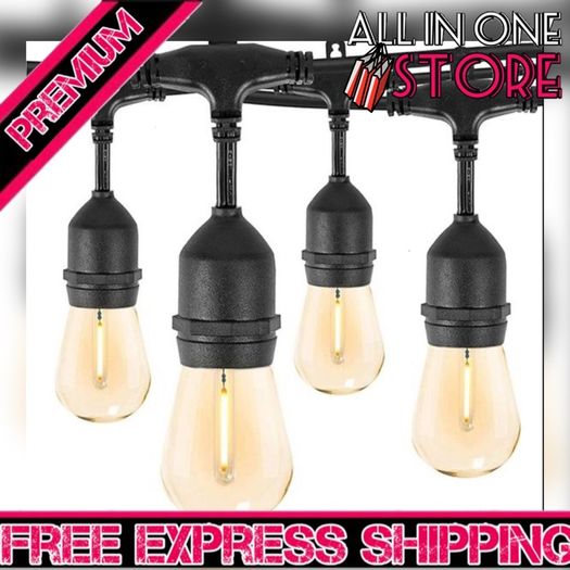 150FT S14 Outdoor String Lights Garden Lights Mains Powered Waterproof IP65 with 45+5 Plastic LED Bulbs, Warm White 2700K, Festoon Lights Outdoor for Outside Backyard Balcony Party Wedding (FREE POSTAGE)