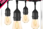 150FT S14 Outdoor String Lights Garden Lights Mains Powered Waterproof IP65 with 45+5 Plastic LED Bulbs, Warm White 2700K, Festoon Lights Outdoor for Outside Backyard Balcony Party Wedding (FREE POSTAGE)