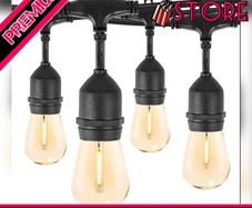 150FT S14 Outdoor String Lights Garden Lights Mains Powered Waterproof IP65 with 45+5 Plastic LED Bulbs, Warm White 2700K, Festoon Lights Outdoor for Outside Backyard Balcony Party Wedding (FREE POSTAGE)