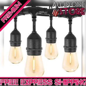 150FT S14 Outdoor String Lights Garden Lights Mains Powered Waterproof IP65 with 45+5 Plastic LED Bulbs, Warm White 2700K, Festoon Lights Outdoor for Outside Backyard Balcony Party Wedding (FREE POSTAGE)