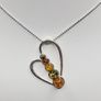 Sterling silver 925 heart pendant with multicolor amber stones and ball chain Image 2