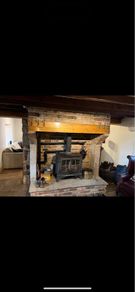 Stone fireplace