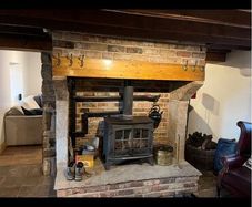 Stone fireplace