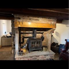 Stone fireplace