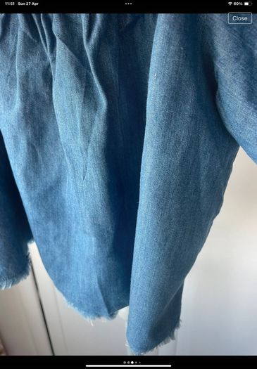 top bershka off shoulder 100% cotton denim top medium