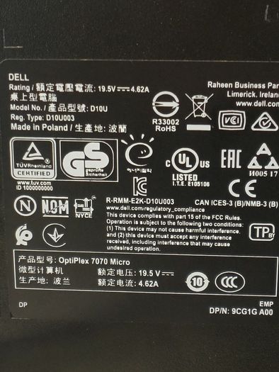 Dell OptiPlex 7070 Micro Mini PC Intel Core i5-9500 (9th Gen) 16GB RAM 512GB SSD Windows 11