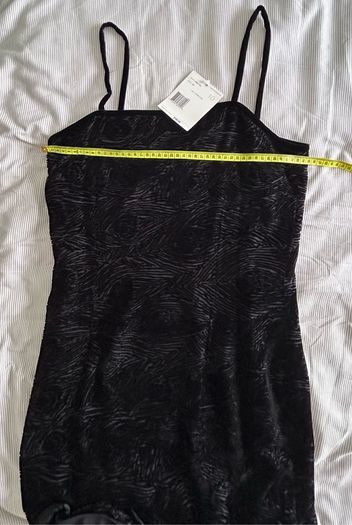 BNWT Liz Claiborne Collection Black Velvet Burnout Cami Dress UK 14