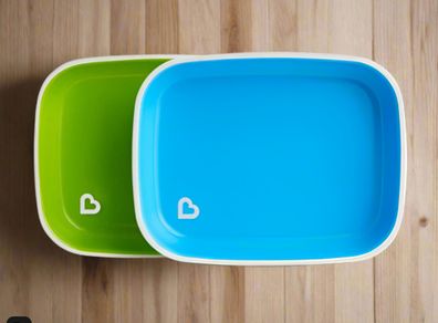 Munchkin Splash Plates 2 Pack With Grip 1 Blue And 1 Green