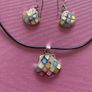925 Silver Hallmarked Enamelled Pendant/Earring Set Image 2