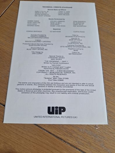 Friday the 13th Part V A New Beginning  Press Kit