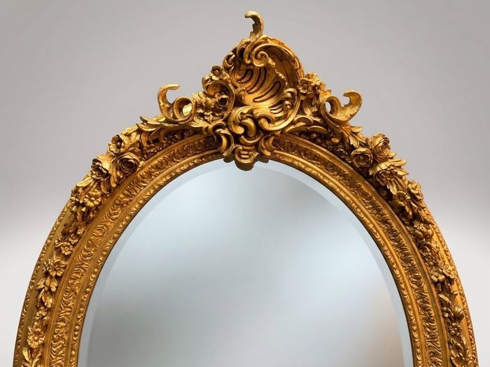 Magnificent French Rococo Style Large Oval Mirror
