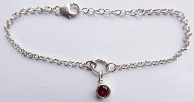 Sterling Silver 925 Floating Birthstone Bracelets | Swarovski Crystal Pendants 4mm length 8,2" - 4,5g