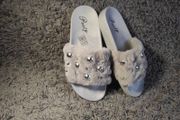Slippers With Fur Gray